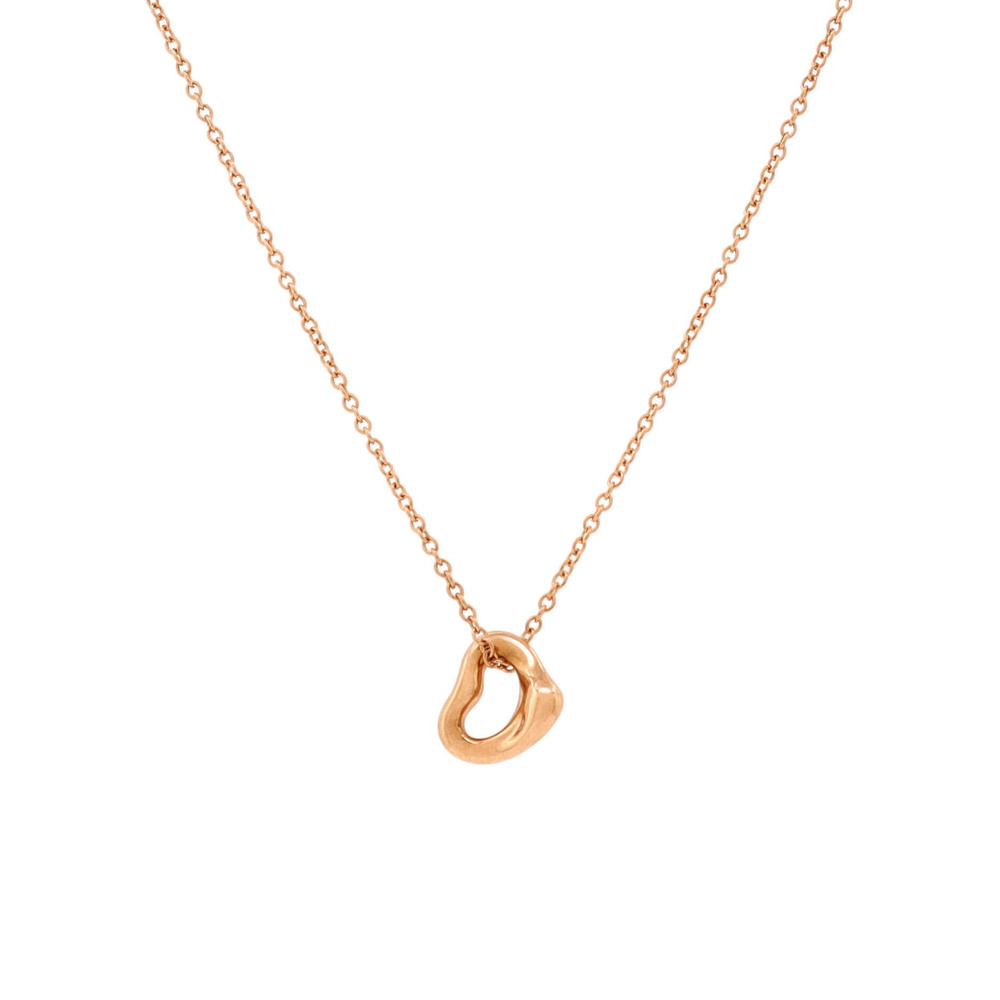 Tiffany & Co. 7mm Elsa Peretti Open Heart Pendant Necklace 18K Rose Gold